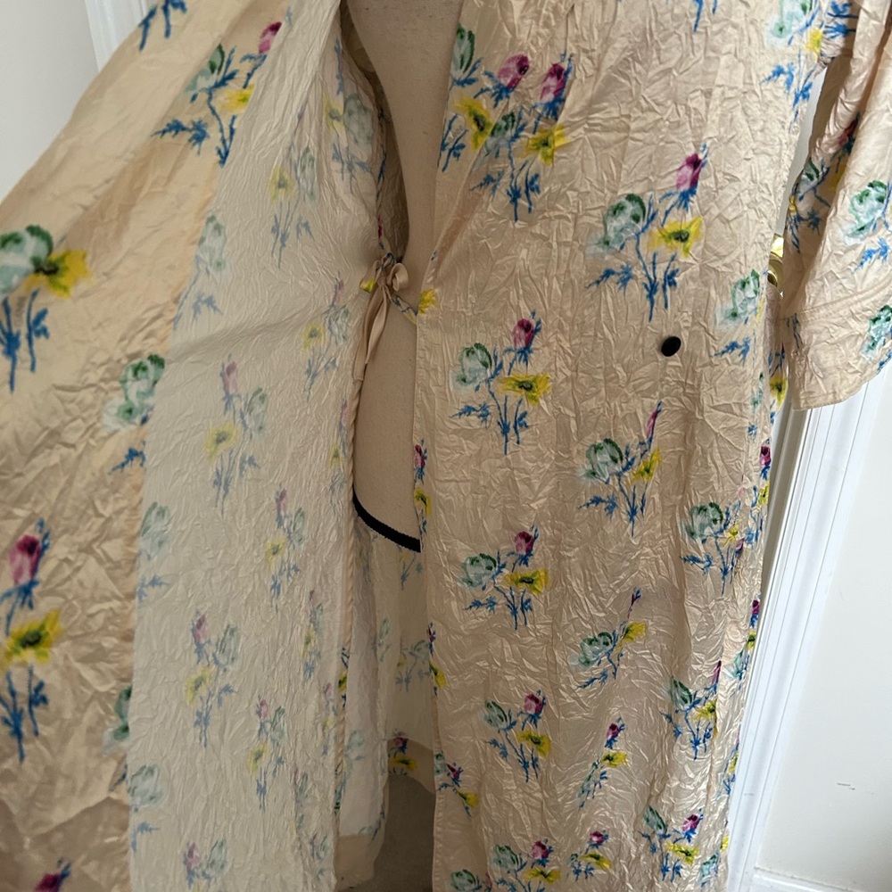 GANNI Floral Crinkled Satin Wrap Dress in Floral Rutabaga - Picture 12 of 16